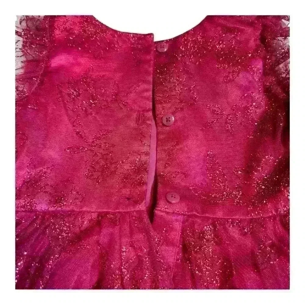 Jona Michelle Girls Dress Size 5 Red Glitter Party Dress - Picture 6 of 7
